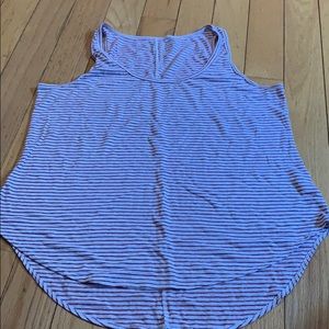 Maroon & white stripe linen tank